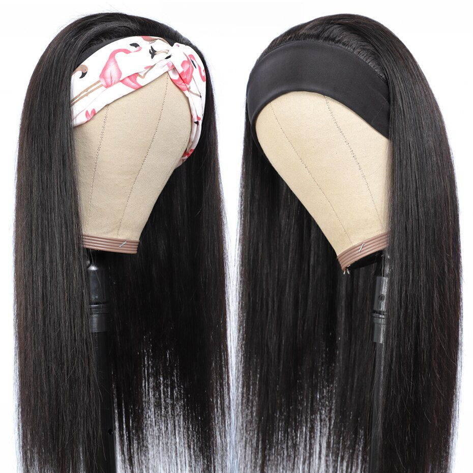 Glueless Straight Headband Wig Human Hair 150% Density Peruvian Human Hair Wigs Natural Color for Black Women  Cheap