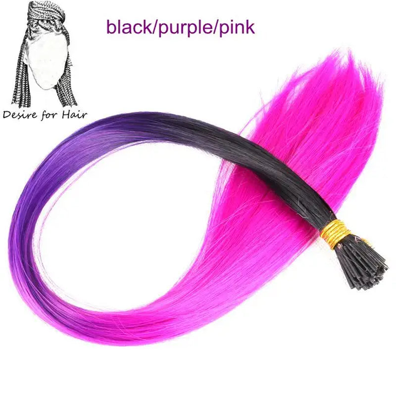 100Strands 22" Long 1G Bright Colors Heat Resistant Synthetic Stick I Tip Micro Ring Hair Extensions for Party