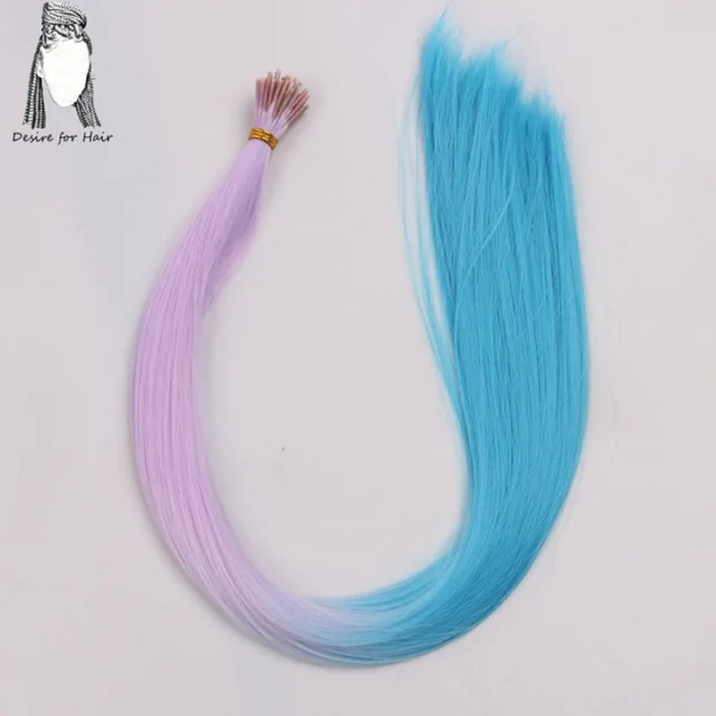 100Strands 22" Long 1G Bright Colors Heat Resistant Synthetic Stick I Tip Micro Ring Hair Extensions for Party