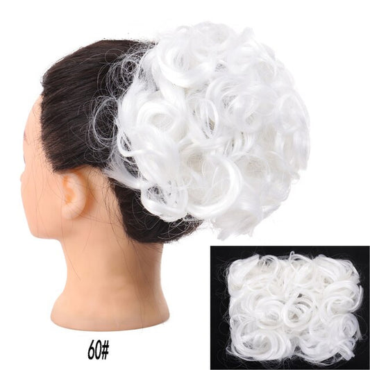 AOOSOO Messy Hair Bun Clip in Hair Extension 2 Plastic Comb Curly Hair Chignon Synthetic Hair Messy Chignon for Women Wedding