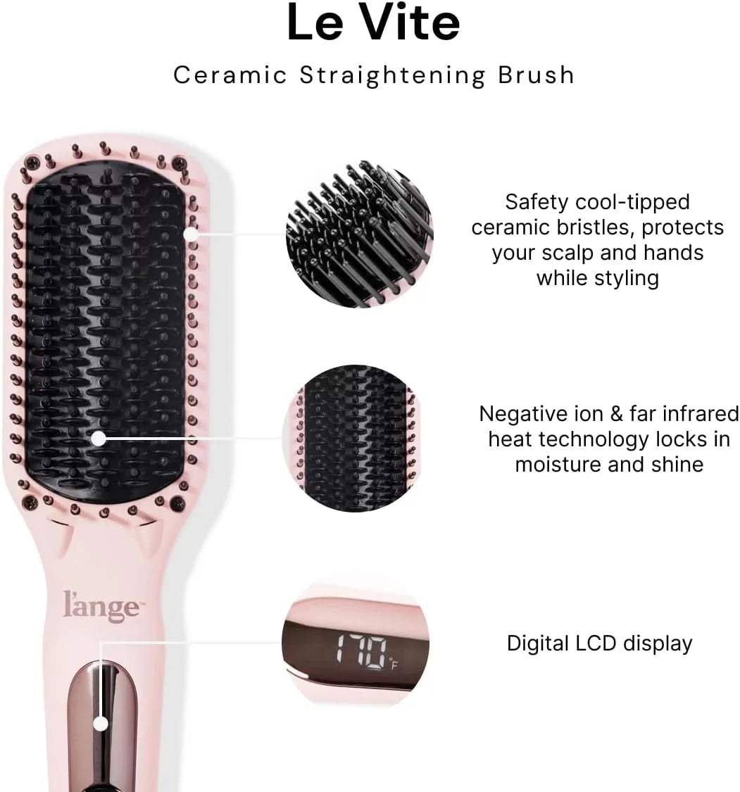 Le Vite Hair Straightener Brush | Heated Hair Straightening Brush Flat Iron