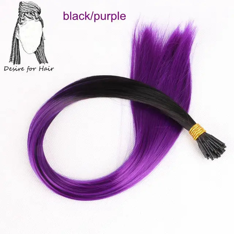 100Strands 22" Long 1G Bright Colors Heat Resistant Synthetic Stick I Tip Micro Ring Hair Extensions for Party