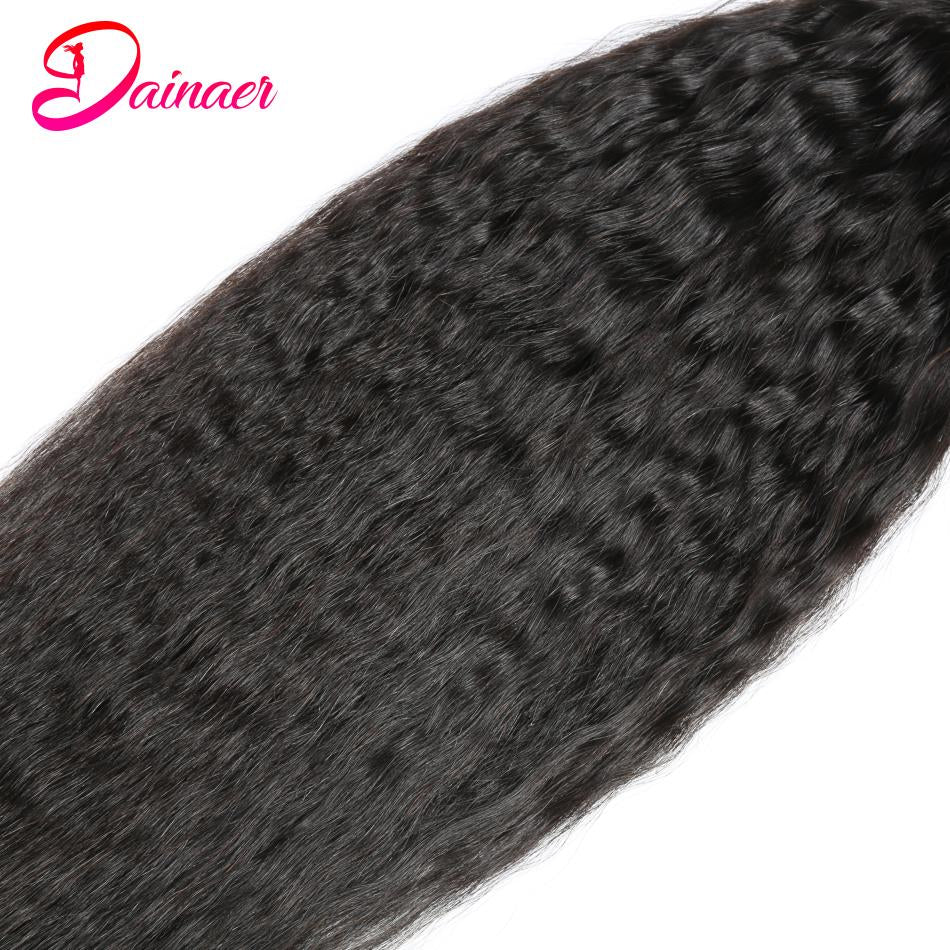 Kinky Straight Hair Bundles 100% Human Hair Weave Bundles 1/3/4 PCS Virgin Hair Brazilian Yaki Natural Hair Extensions Thick End