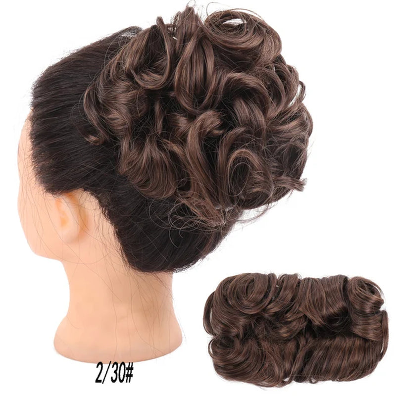 AOOSOO Messy Hair Bun Clip in Hair Extension 2 Plastic Comb Curly Hair Chignon Synthetic Hair Messy Chignon for Women Wedding